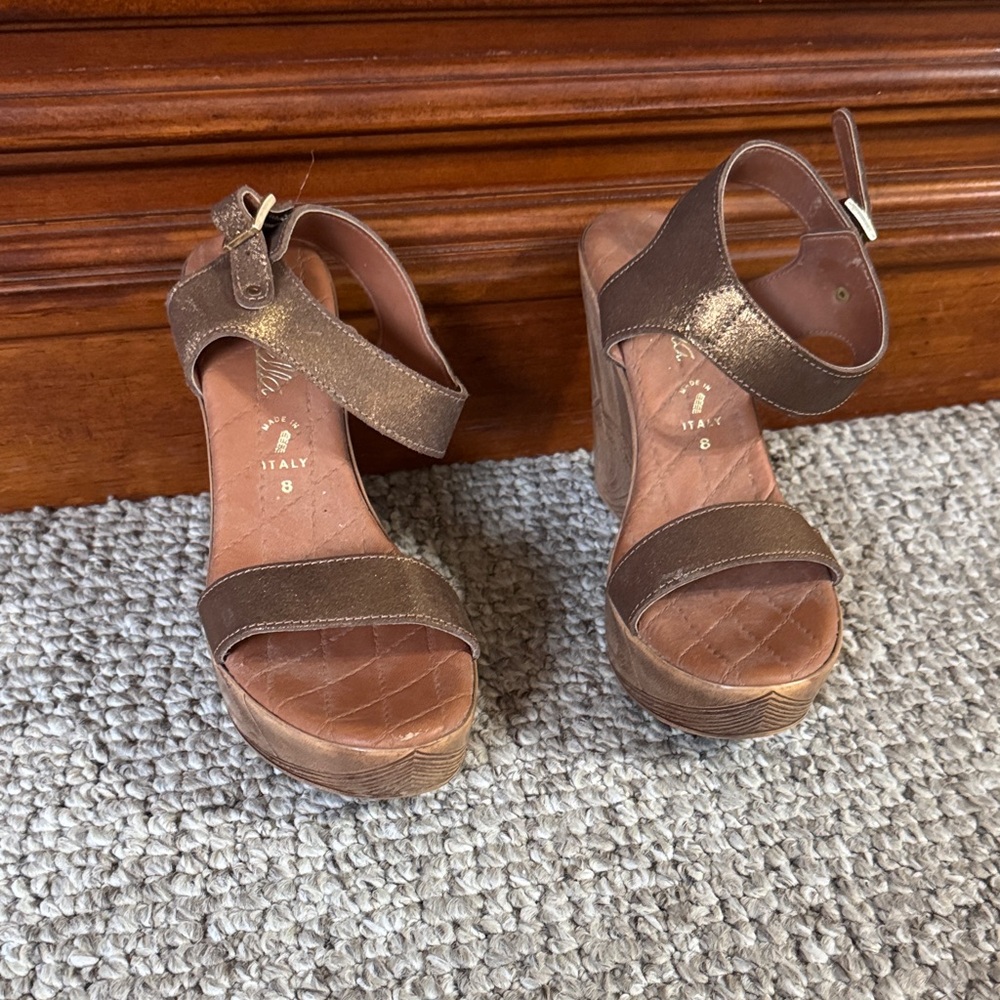 Bronz Leather Platform Sandals